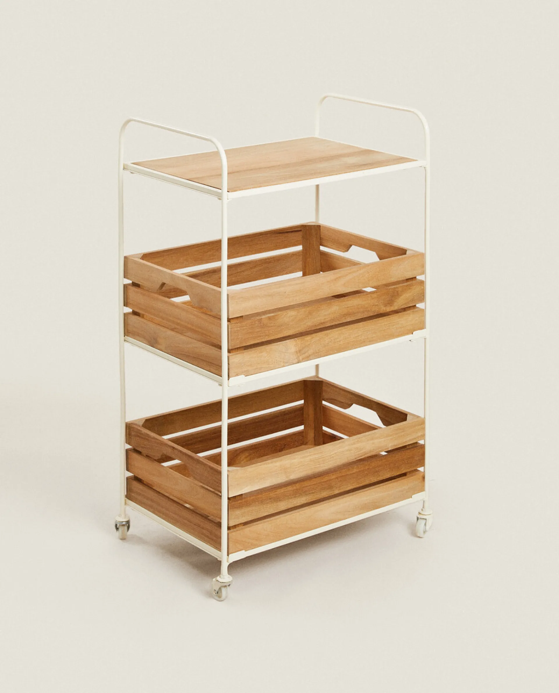 Cleaning*ZARA Home Wood And Metal Storage Cart Natural Colour