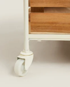 Cleaning*ZARA Home Wood And Metal Storage Cart Natural Colour