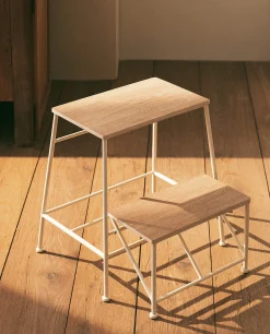Cleaning*ZARA Home Wood Stool | Ladder Natural Colour