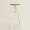 Chairs & Cushions*ZARA Home Wooden And Metal Swivel Stool Cream