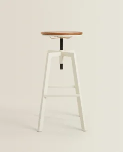 Chairs & Cushions*ZARA Home Wooden And Metal Swivel Stool Cream