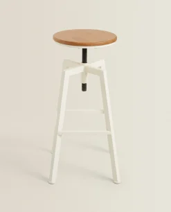 Chairs & Cushions*ZARA Home Wooden And Metal Swivel Stool Cream