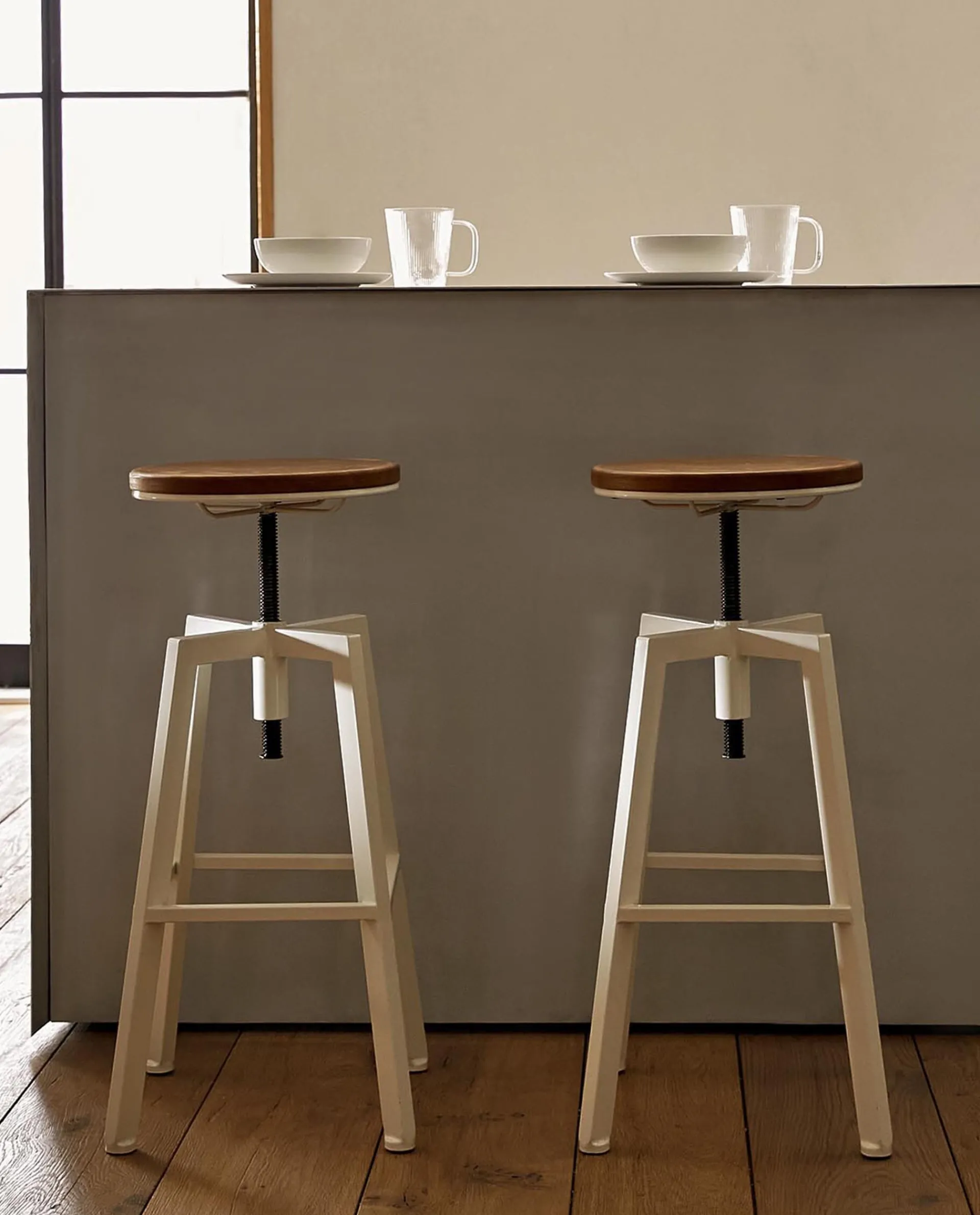 Chairs & Cushions*ZARA Home Wooden And Metal Swivel Stool Cream