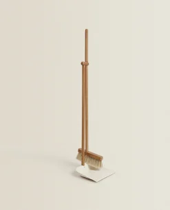 Cleaning*ZARA Home Wooden Dustpan And Brush Set White
