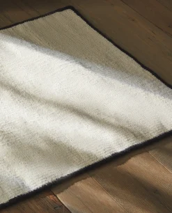 Solid*ZARA Home Wool Overlock Rug Natural Colour