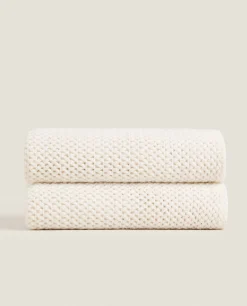 Blankets*ZARA Home Woven Blanket With Fringing White