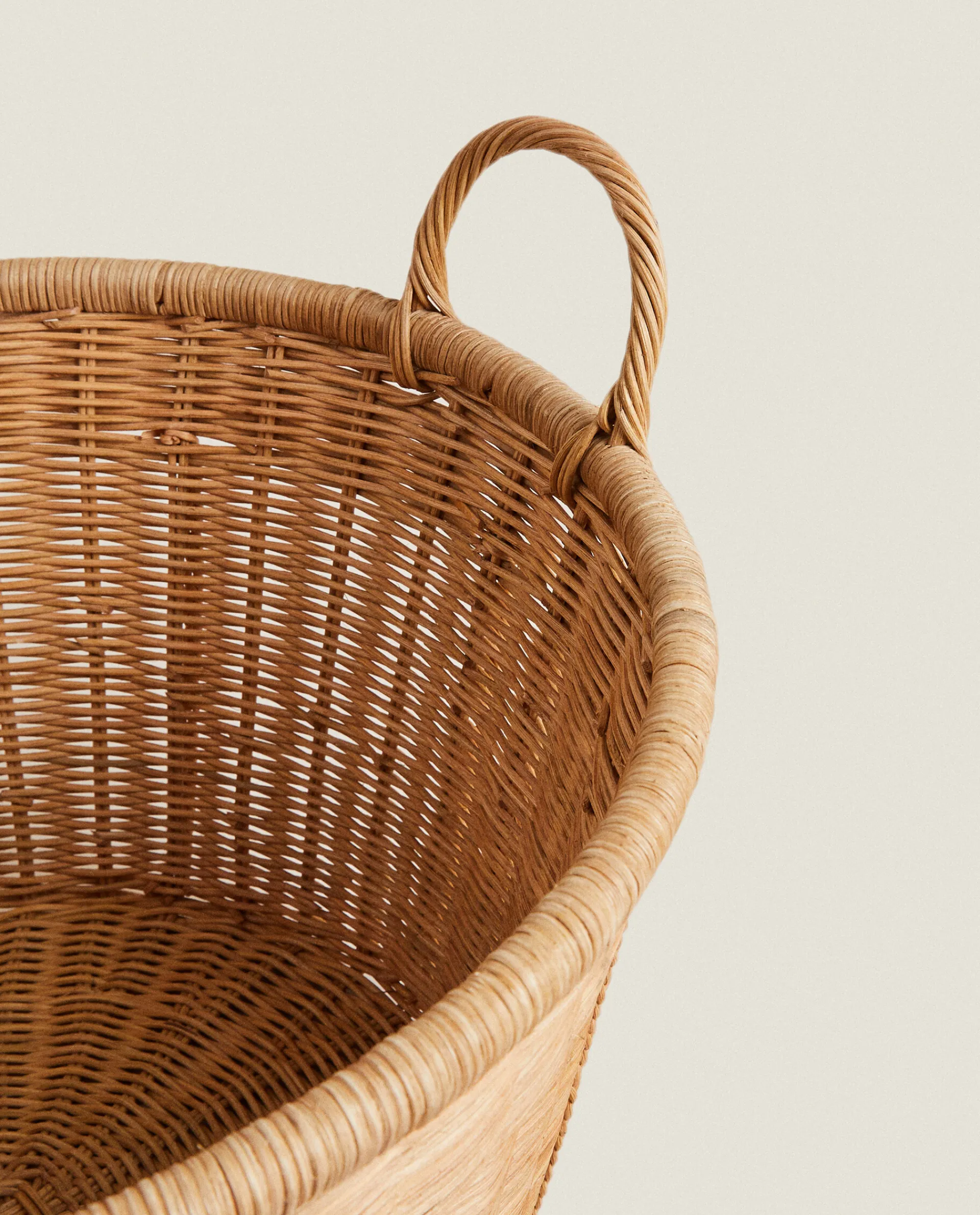 Baskets*ZARA Home Woven Rattan Basket Natural Colour