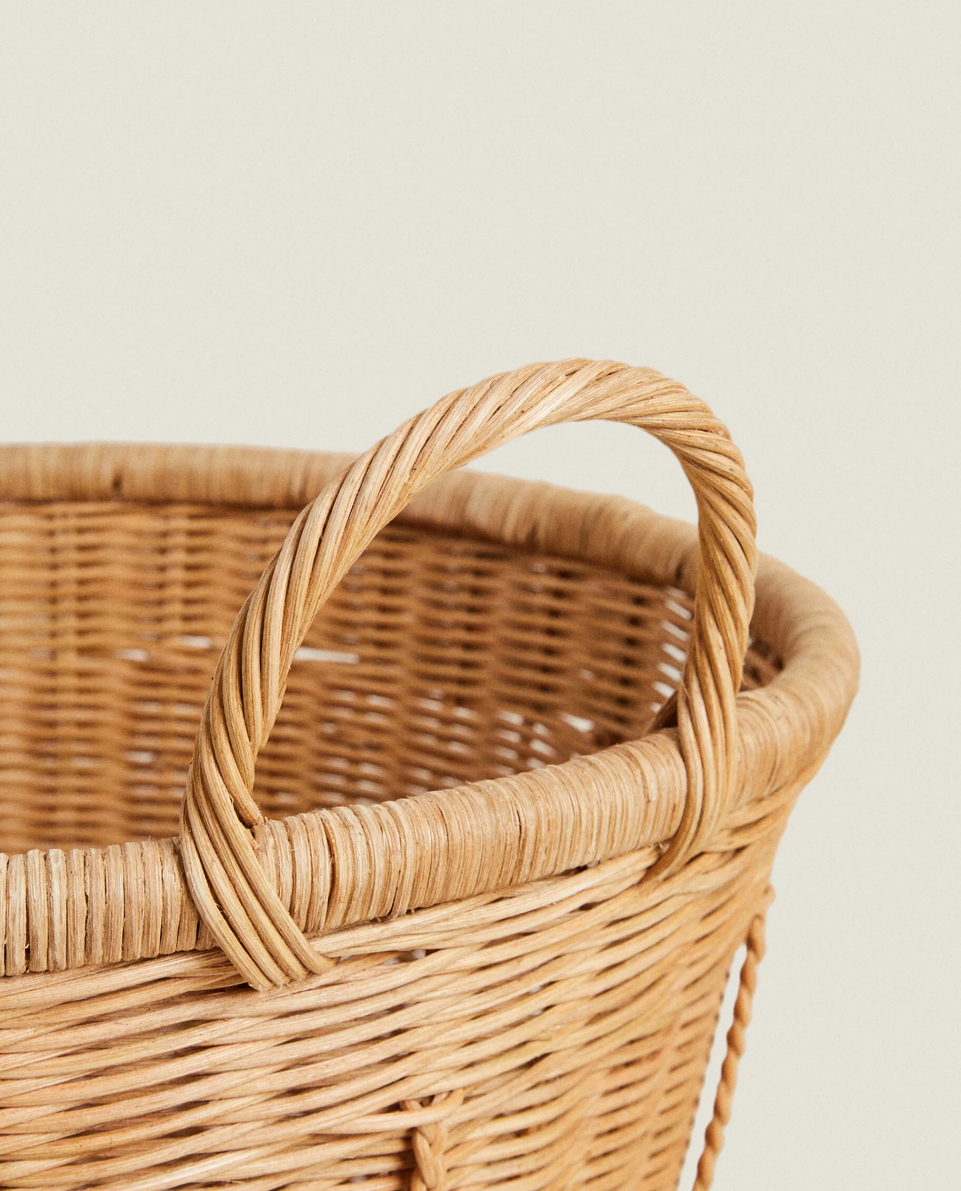 Baskets*ZARA Home Woven Rattan Basket Natural Colour