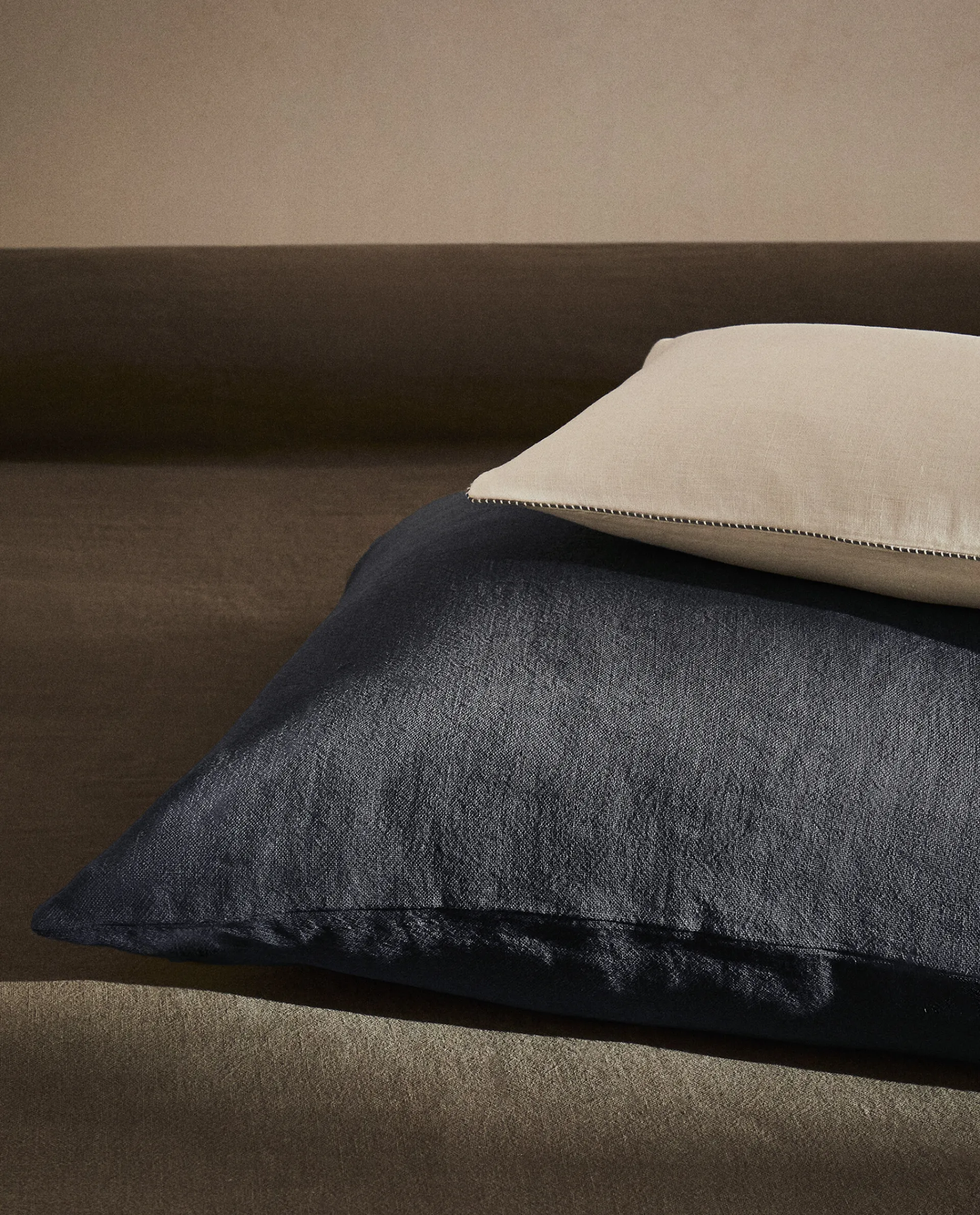 Solid*ZARA Home Xxl Linen Throw Pillow Cover Mid-Blue